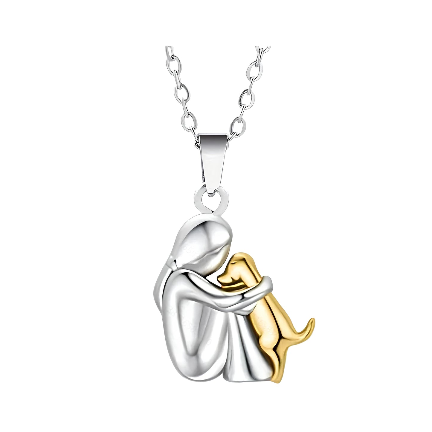 Girl and Dog Hug Necklace