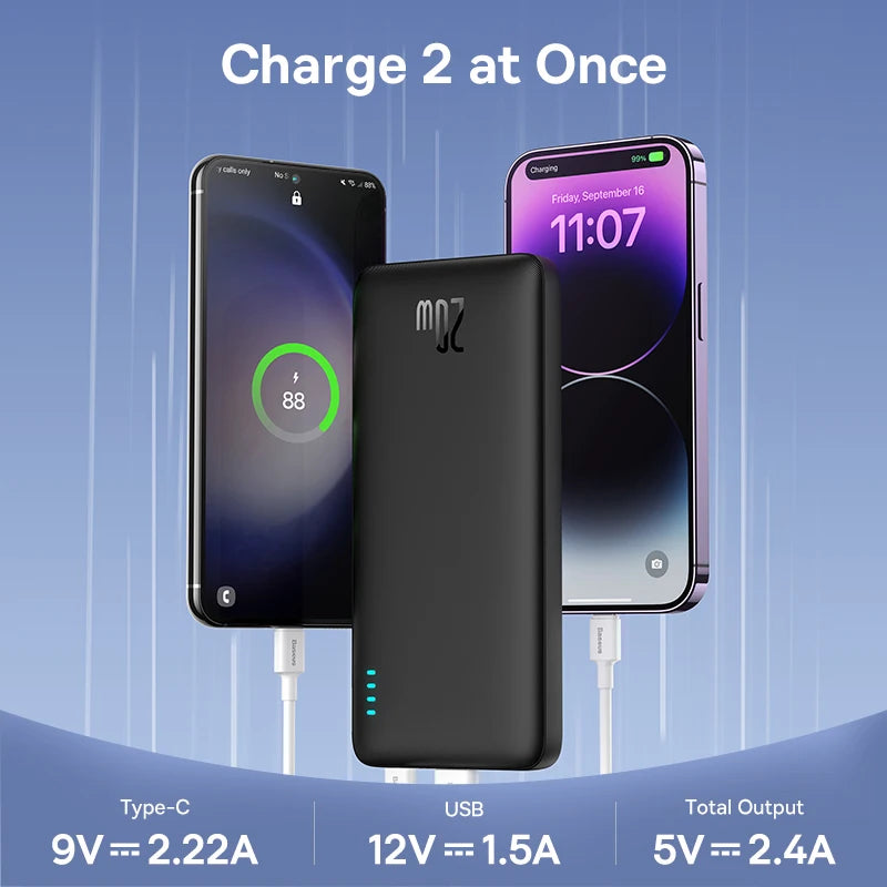 Baseus 20W Fast Charge Power Bank – 10,000mAh Portable Charger