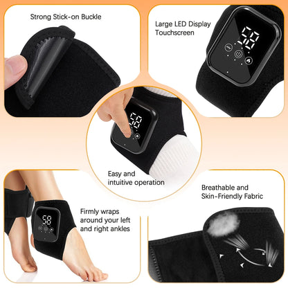 Electric Foot Massager Vibration Relaxation Ankle Massager Warm Hot Compress Ankle Brace Joint Sprain Support Ankle Protection
