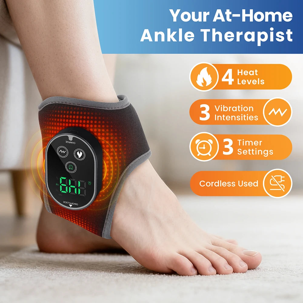 Electric Foot Massager Vibration Relaxation Ankle Massager Warm Hot Compress Ankle Brace Joint Sprain Support Ankle Protection