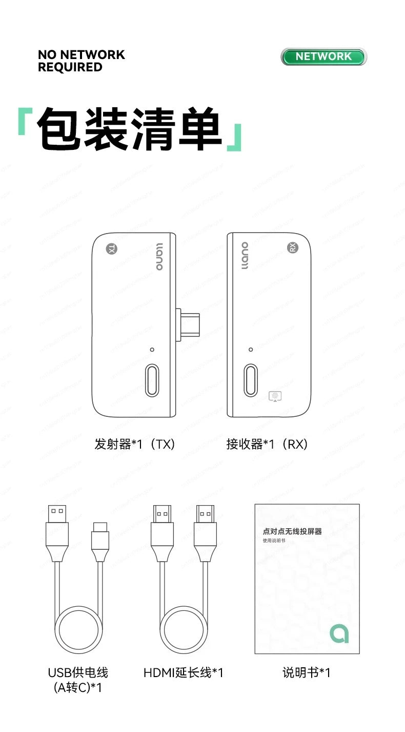 2025 Wireless HDMI Display Dongle, Point-to-Point Connection for Phone to TV, No Internet Required, Plug & Play