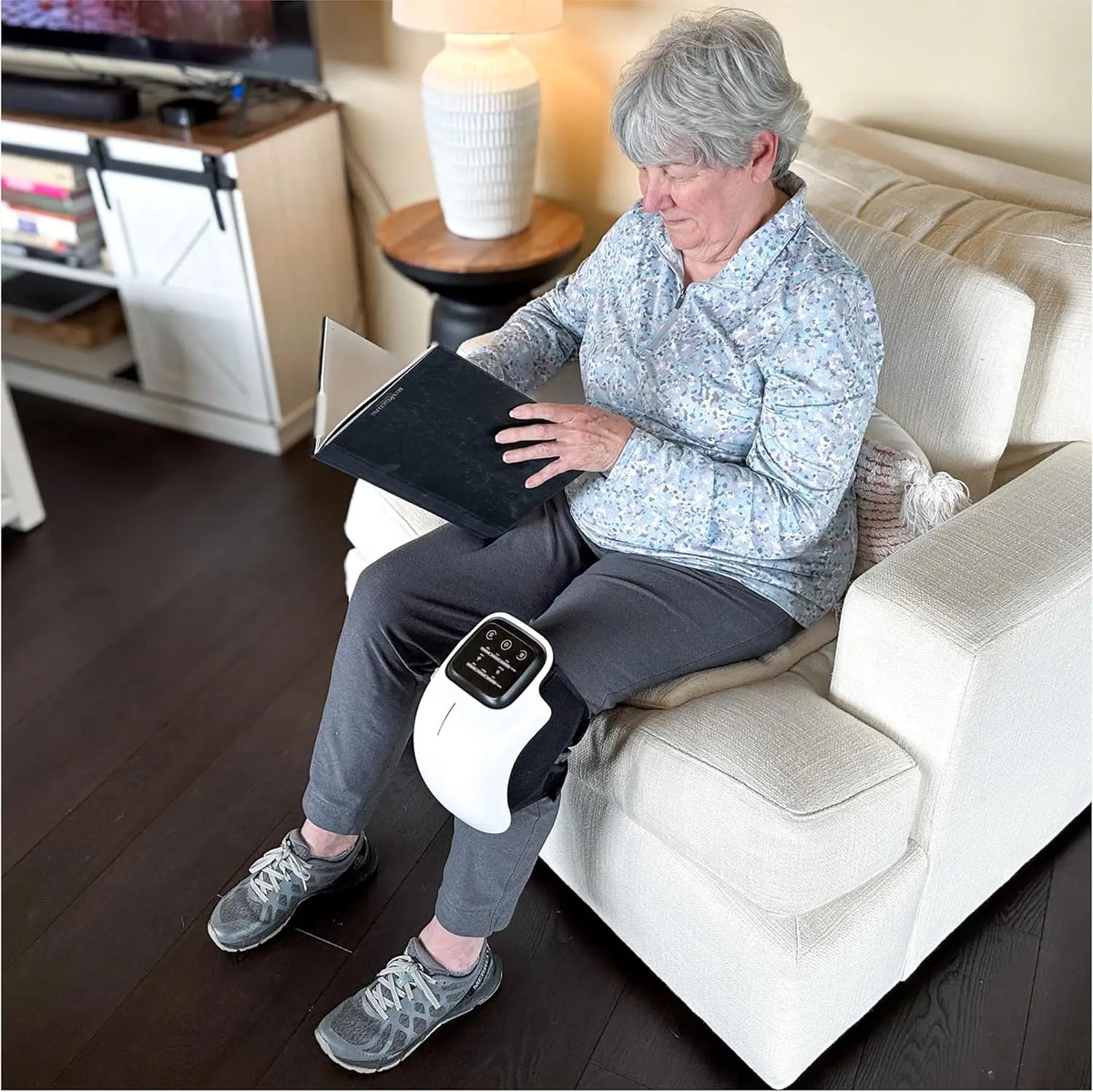 Protable Knee Massager Knee Joint Muscles Relaxtion Equipment Elbow Shoulder Massage Machine Easy to Use for Family and Friends - Septhia