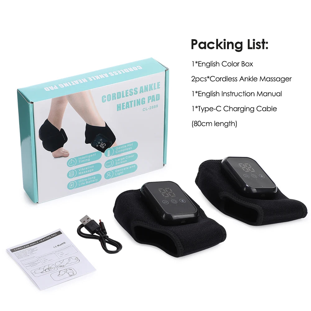 Electric Foot Massager Vibration Relaxation Ankle Massager Warm Hot Compress Ankle Brace Joint Sprain Support Ankle Protection