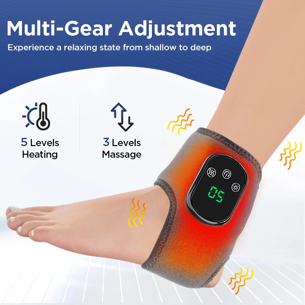 Electric Foot Massager Vibration Relaxation Ankle Massager Warm Hot Compress Ankle Brace Joint Sprain Support Ankle Protection