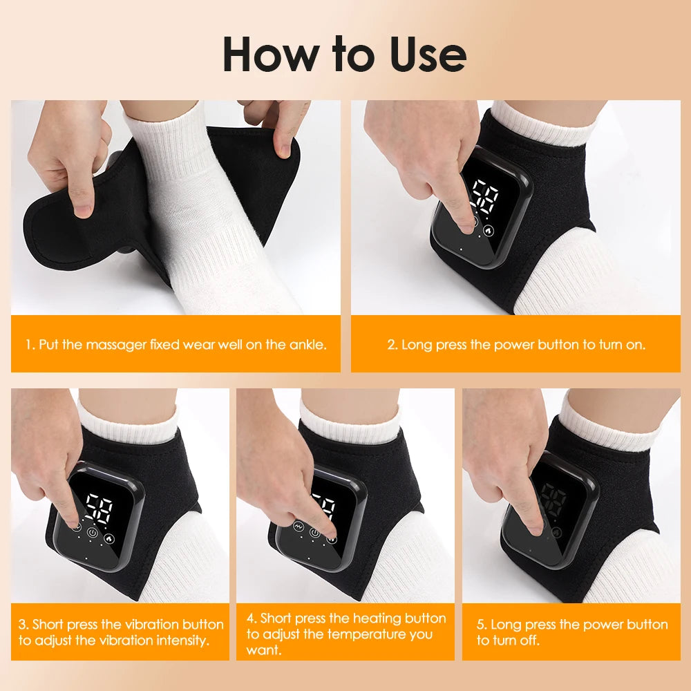 Electric Foot Massager Vibration Relaxation Ankle Massager Warm Hot Compress Ankle Brace Joint Sprain Support Ankle Protection