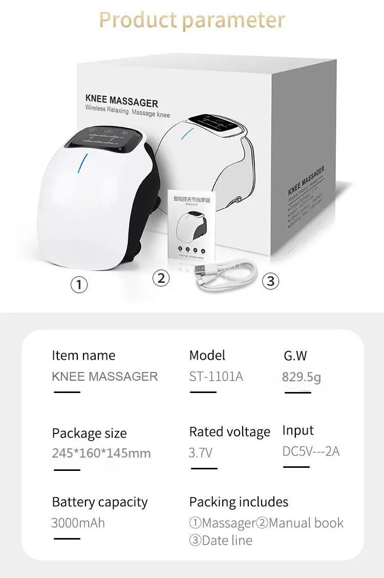 Protable Knee Massager Knee Joint Muscles Relaxtion Equipment Elbow Shoulder Massage Machine Easy to Use for Family and Friends - Septhia