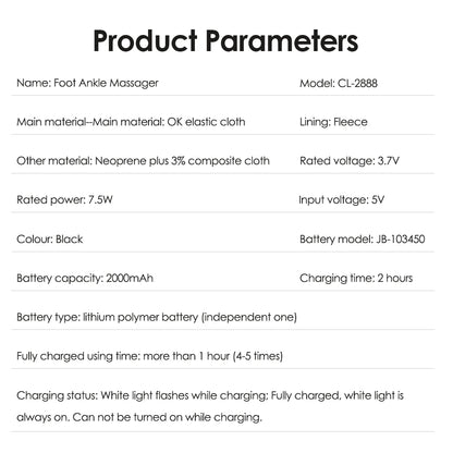 Electric Foot Massager Vibration Relaxation Ankle Massager Warm Hot Compress Ankle Brace Joint Sprain Support Ankle Protection