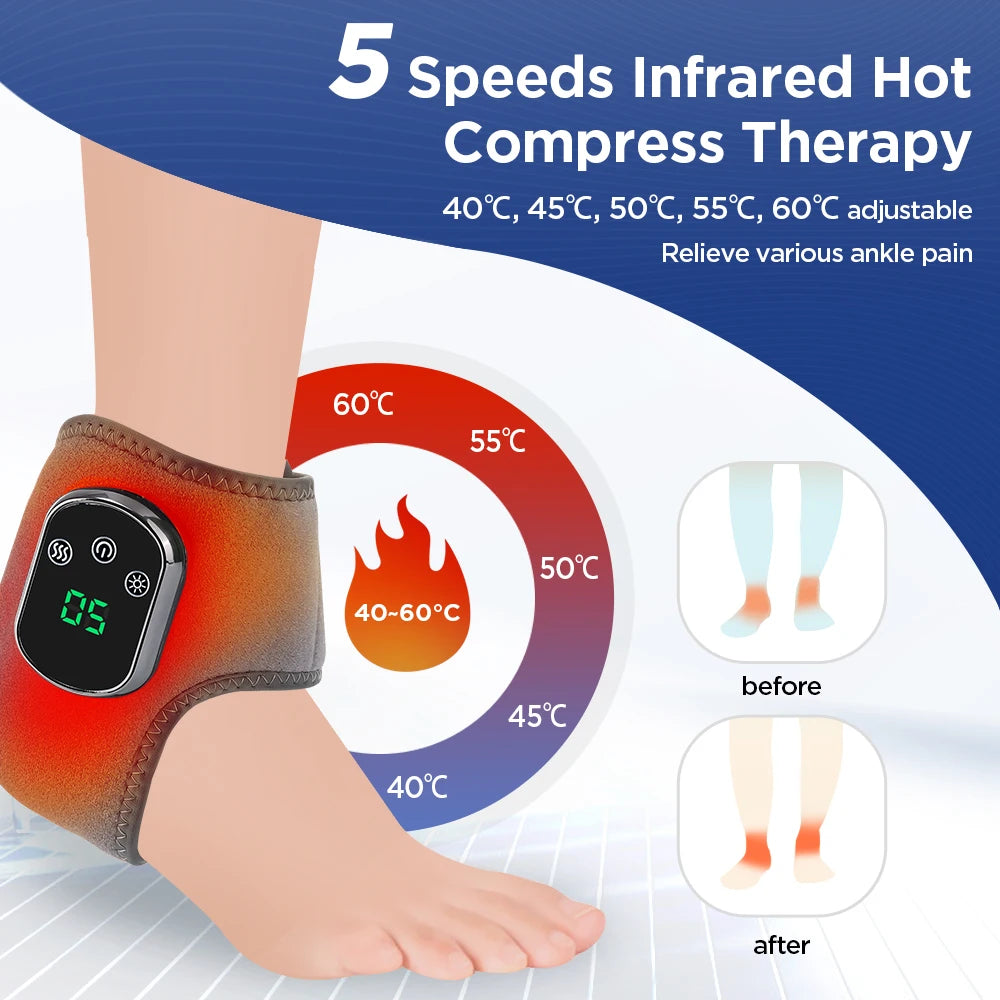 Electric Foot Massager Vibration Relaxation Ankle Massager Warm Hot Compress Ankle Brace Joint Sprain Support Ankle Protection