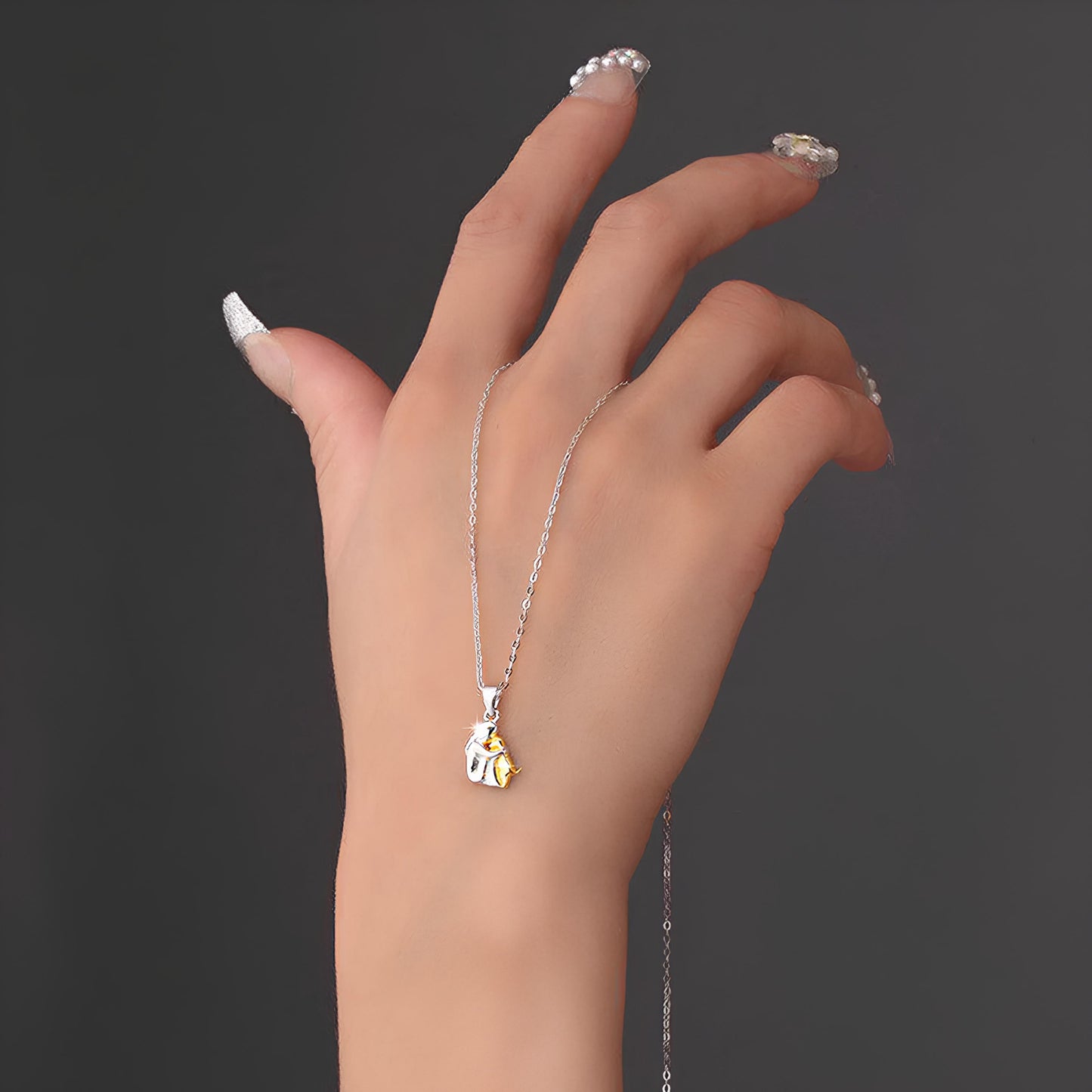 Girl and Dog Hug Necklace